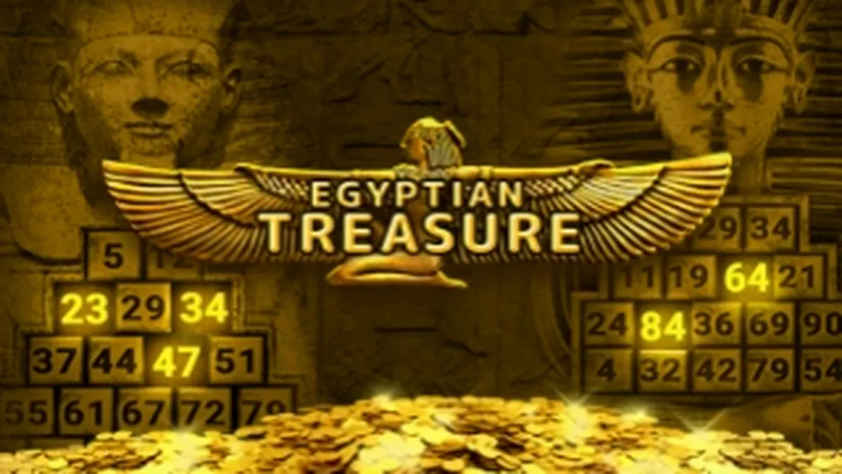 Interface do jogo Egyptian Treasure com símbolos egípcios clássicos