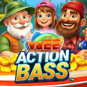 Interface do jogo de slot Action Bass com tema de pesca