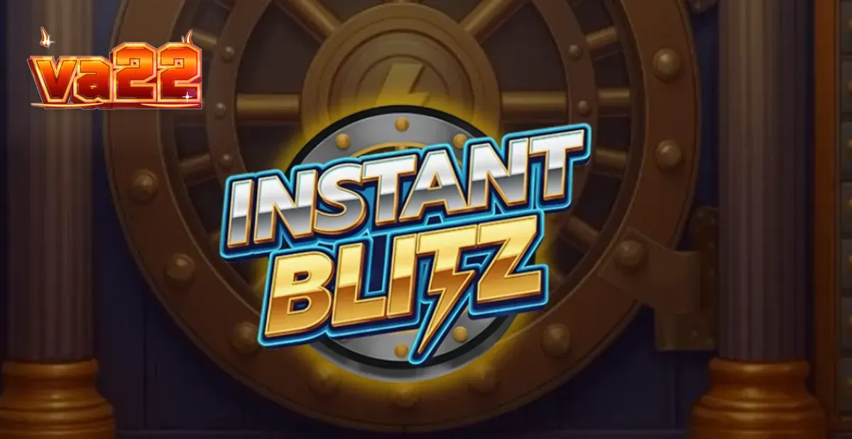 Interface do slot Instant Blitz com tema de cofre neon e elementos de alta tecnologia